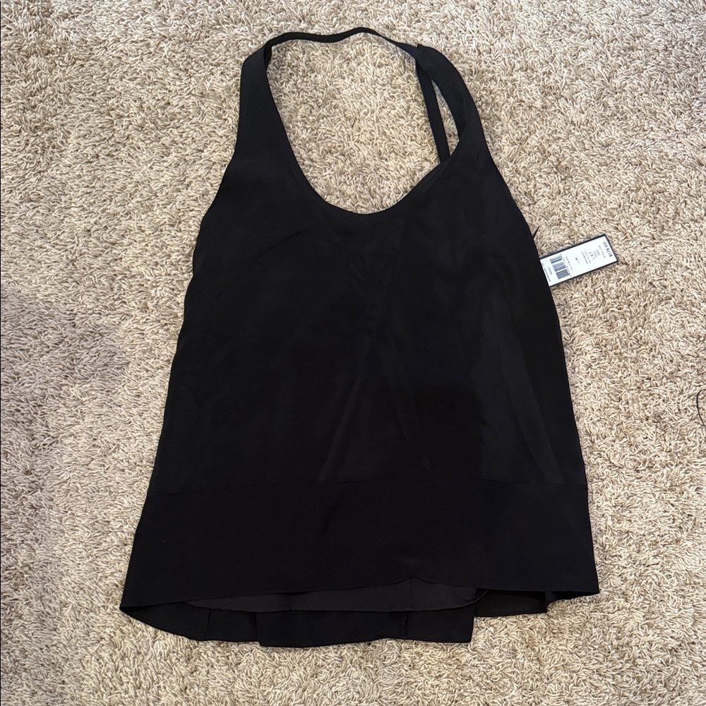 BCBG Max Azria black silk open back top